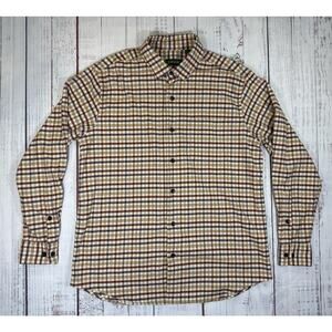 Orvis Shirt Men's Size L Flannel Plaid Luxury Merino Wool Blend Button Down